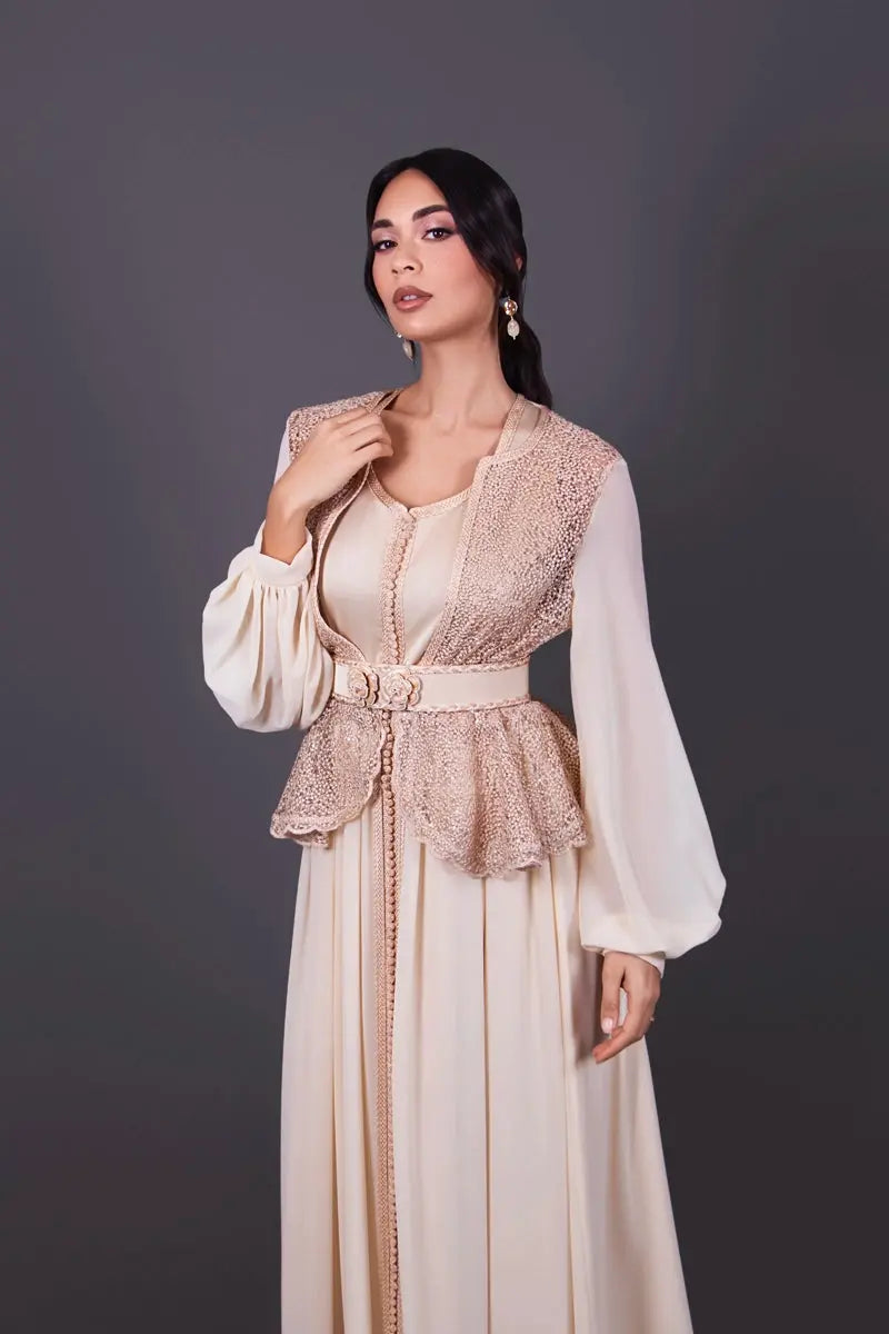 robe caftan femme avec gilet manches 