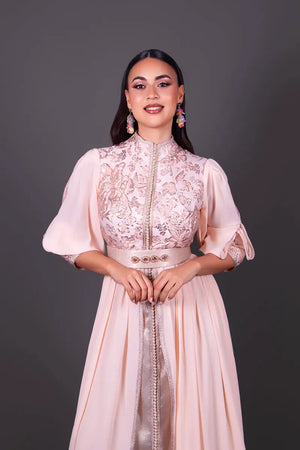 robe caftan marocain avec manches tulipes 