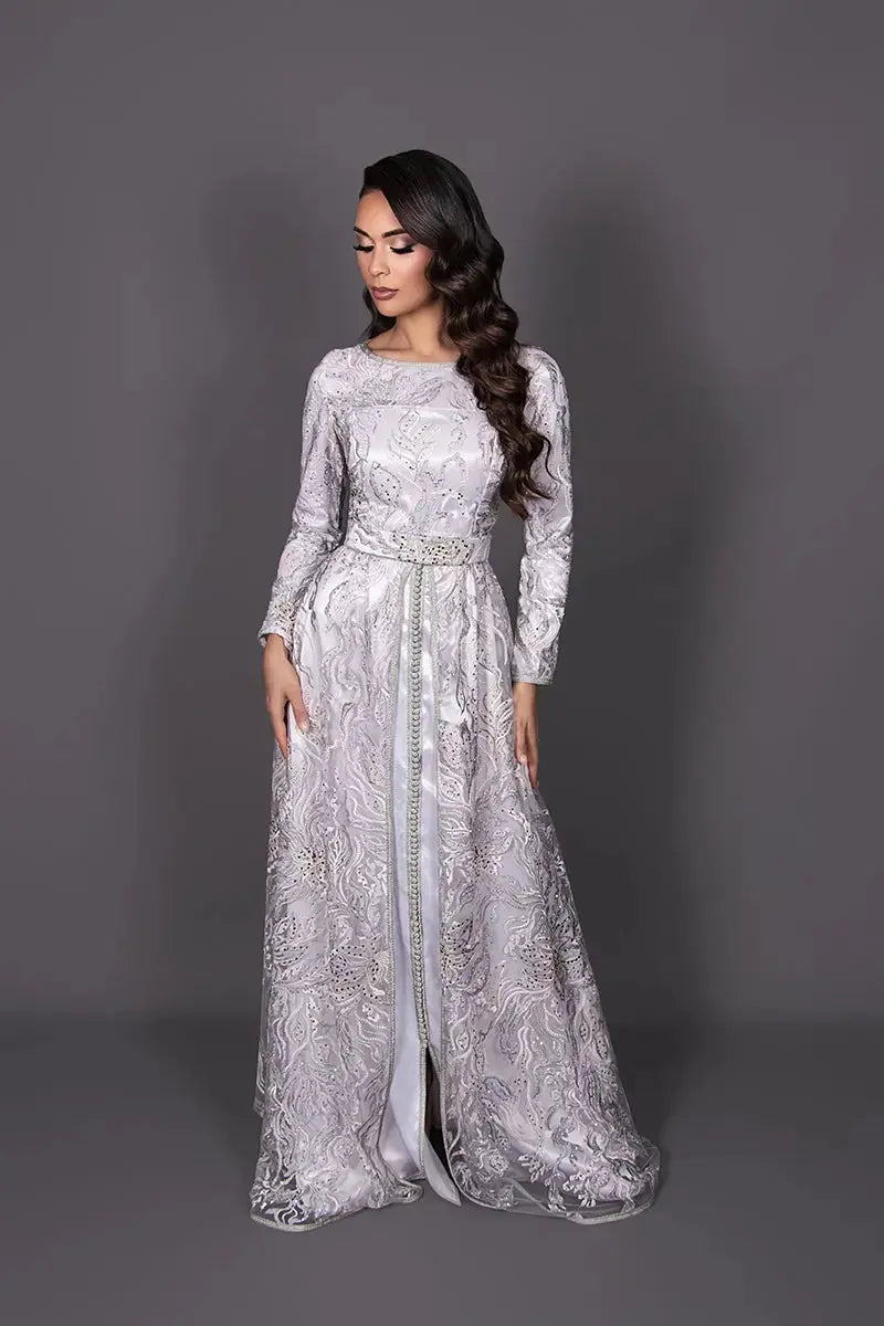 white lace kaftan dress Modest Luxora in and Silk Satin 36 EP07851NB20 Beden:One Size Lace Macys Plus Size Twist Or Soak