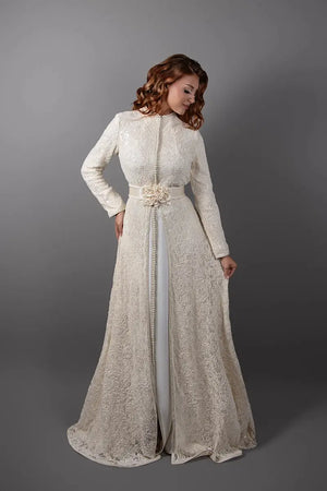 vestido caftán nikkah musulmán modesto para boda