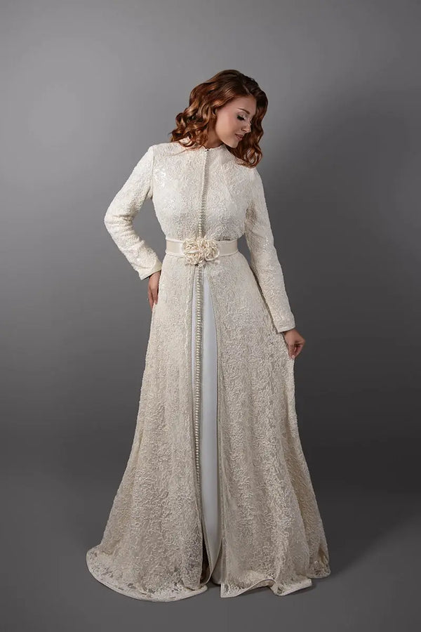 vestido caftán nikkah musulmán modesto para boda