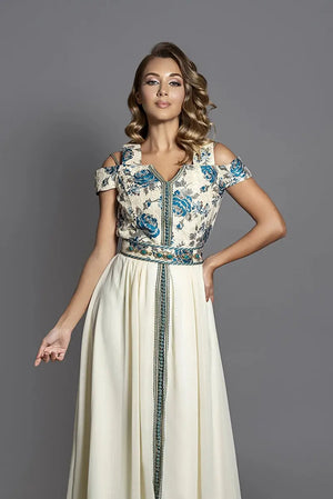 moderne oosterse jurk van brokaat en mousseline