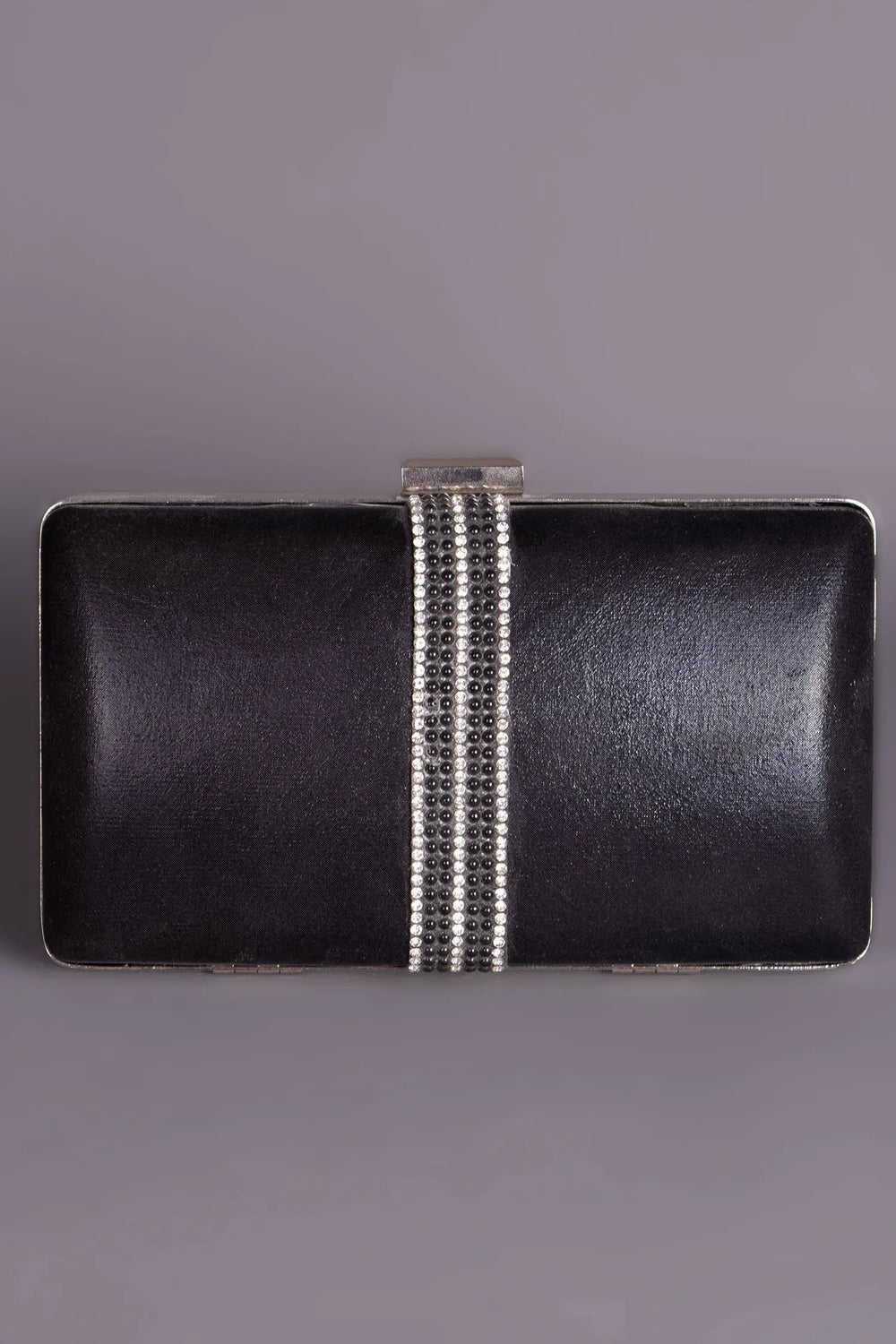 Bolso de noche negro y plateado para caftán negro