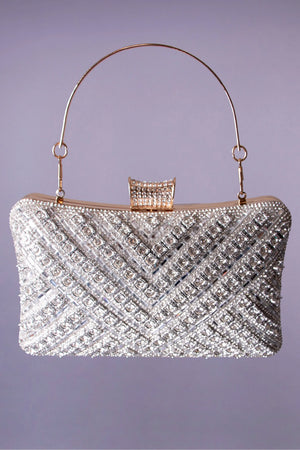 Minaudière Kalysta, sac de soirée argent MODE & CAFTAN