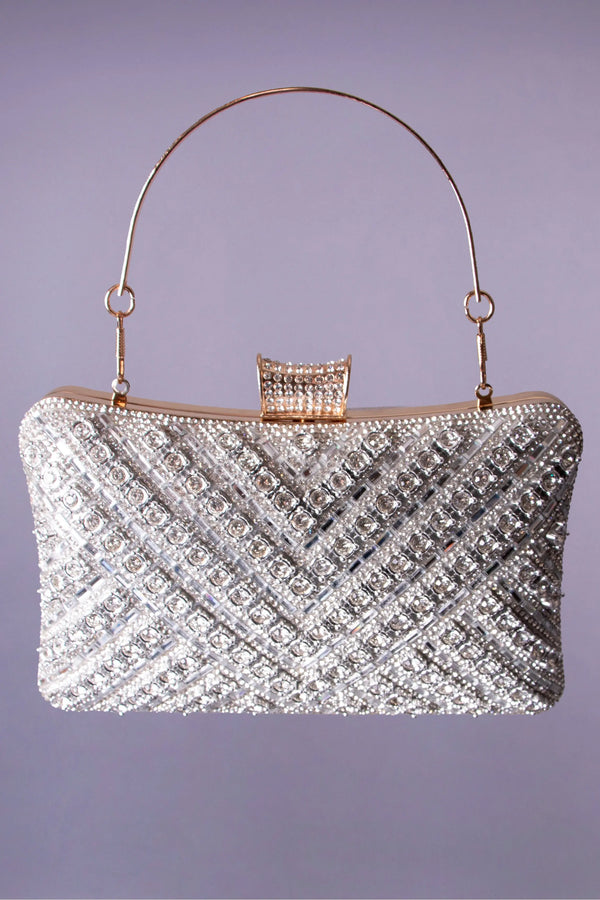 Minaudière Kalysta, sac de soirée argent MODE & CAFTAN