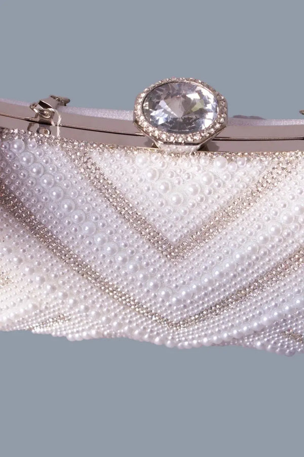 Sac de soirée femme perle et argent MODE & CAFTAN