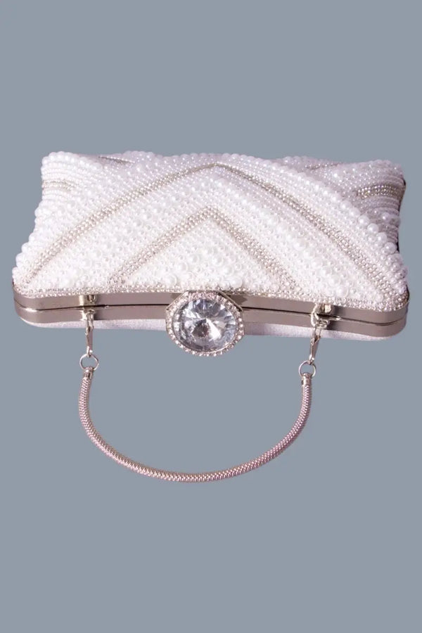 Sac de soirée femme perle et argent MODE & CAFTAN