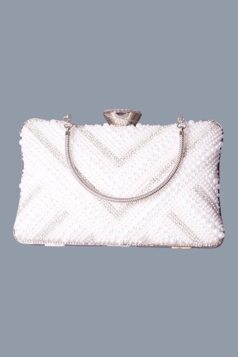 Bolso de noche para mujer con perlas y plateado MODE & CAFTAN