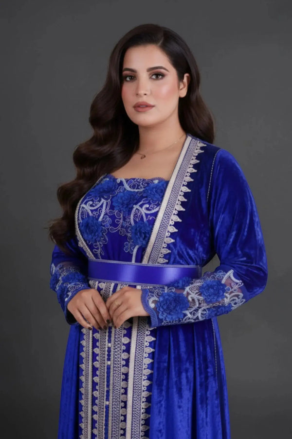 takchita marocaine bleu roi argent 