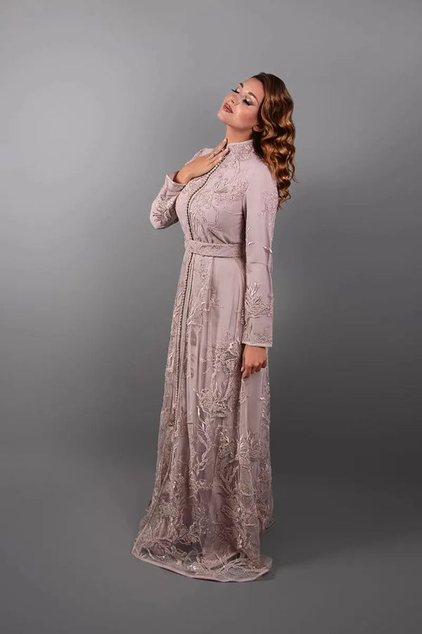 Modest high-neck hijab takchita 2026